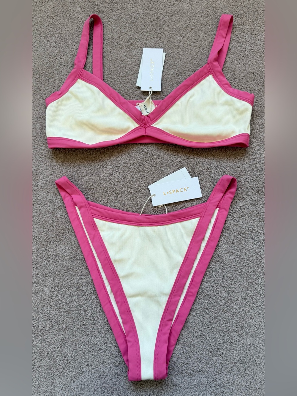 l*space - SET - Taylor Top/ Mackenzie Bottom Bitsy - BUBBLEGUM PINK CREAM